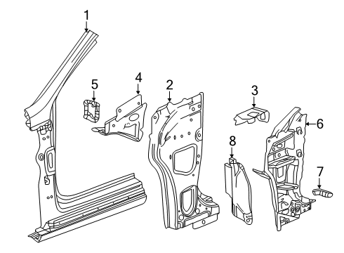 2020 Buick Regal Sportback Extension, Body Hinge Pillar Inner Panel Diagram for 13465119