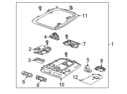 2014 Cadillac ELR Overhead Console Diagram