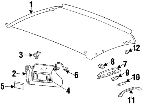 1999 Oldsmobile Intrigue Retainer, Sunshade *Pewter Diagram for 10302125