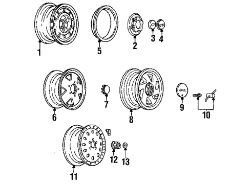 1991 Chevy S10 Wheels & Trim Diagram 1 - Thumbnail