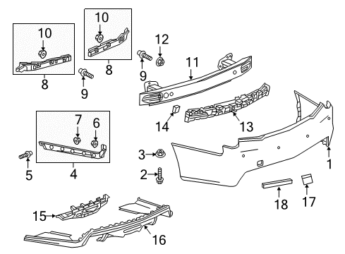 2016 Cadillac CTS Rear Bumper Diagram 1 - Thumbnail