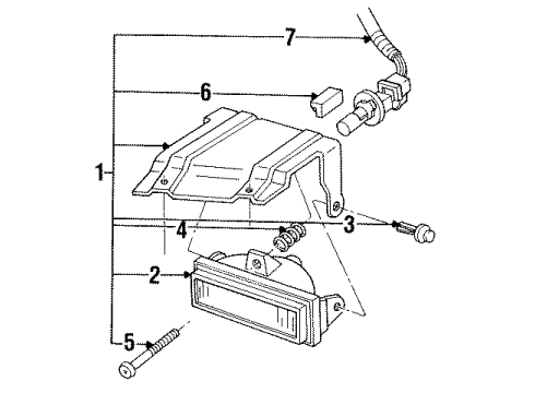 1992 Oldsmobile 98 Fog Lamp & Mounting Bracket Asm Diagram for 16503667