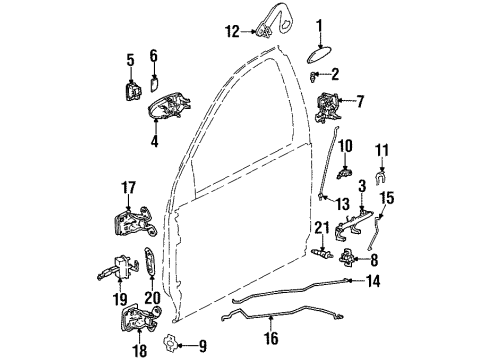 2002 Saturn SC2 Door - Lock & Hardware Diagram