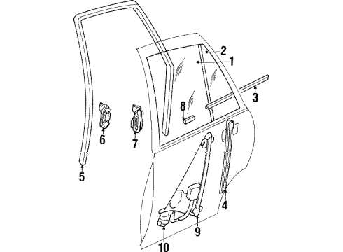 1997 Cadillac Catera Channel,Rear Side Door Window Rear Diagram for 90459481