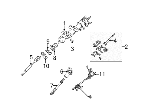 2009 Hummer H2 Column,Steering Diagram for 19210018