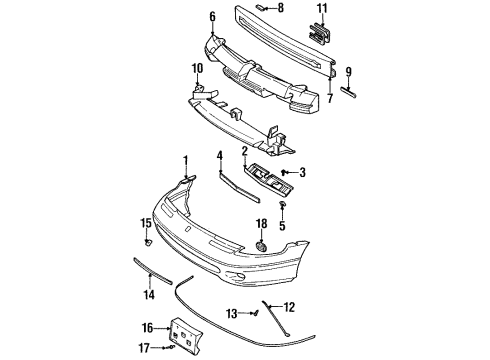 1996 Saturn SC2 Front Bumper, Cover Lower Diagram for 21110057