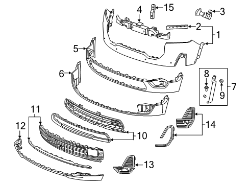 2020 GMC Acadia Grille Assembly, Front Lwr *Nightrider Cm Diagram for 84710313