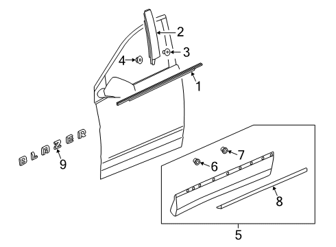 2022 Chevy Blazer Exterior Trim - Front Door Diagram