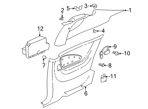 2006 Chevy Monte Carlo Cover, Passenger Seat Belt Opening Trim (Retractor Side) *Ebony Diagram for 10404994