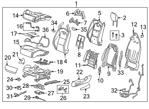 2018 Cadillac CTS Actuator Assembly, Front Seat Reclining Diagram for 13593151