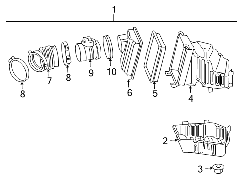 2008 Chevy Impala Housing Assembly, Air Cleaner Upper Diagram for 25888390