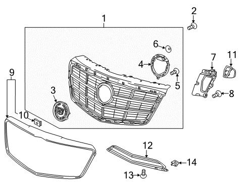 2015 Cadillac CTS Front Bumper - Grille & Components Diagram 1 - Thumbnail