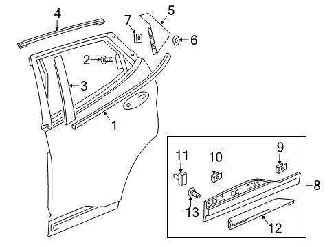 2018 Chevy Bolt EV Molding Assembly, Rear Side Door Window Upper Reveal Diagram for 42438248