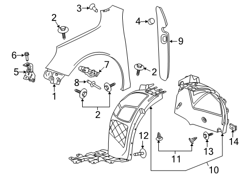 2013 Chevy Malibu Fender & Components Diagram