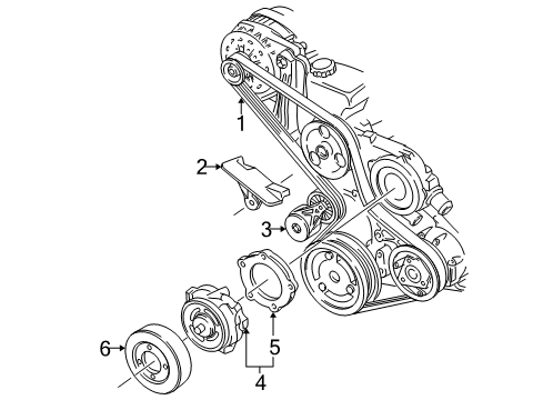 1999 Pontiac Montana Water Pump, Belts & Pulleys Diagram