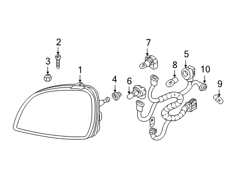 2003 Cadillac DeVille Headlamps, Electrical Diagram