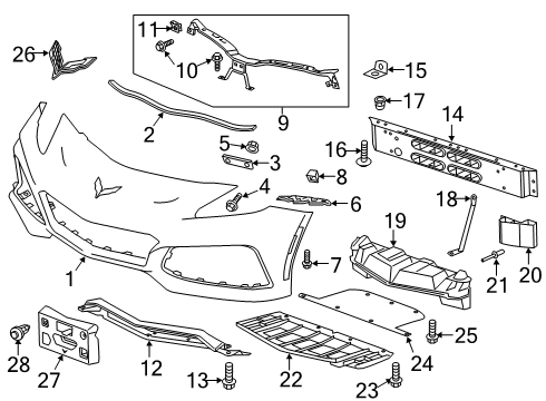 2019 Chevy Corvette Front Bumper Diagram 1 - Thumbnail