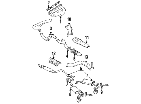 1997 Cadillac Seville Exhaust Muffler Assembly (W/Resonator,Exhaust & Tail Pipe) RH Diagram for 25663812