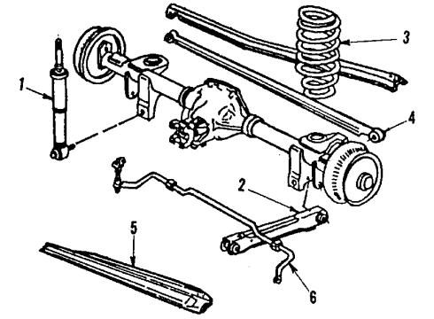 1992 Chevy Camaro Rear Suspension Components, Lower Control Arm, Stabilizer Bar Diagram