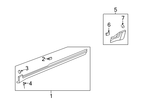 2012 Chevy Traverse Exterior Trim - Pillars, Rocker & Floor Diagram