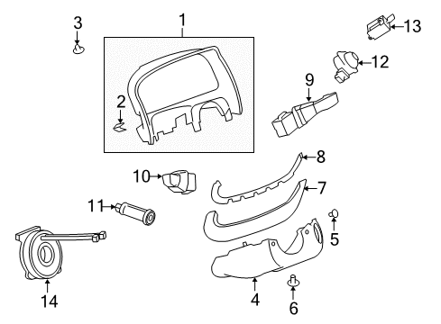 2009 Saturn Vue Shroud, Switches & Levers Diagram 3 - Thumbnail