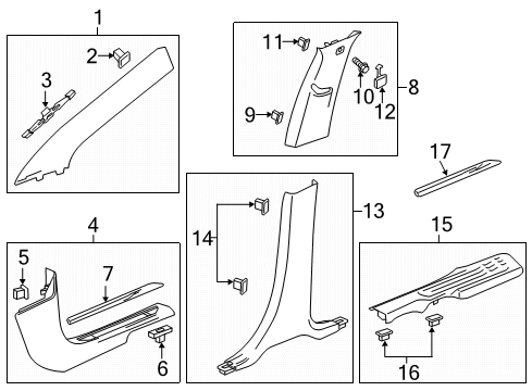 2022 Buick Enclave Interior Trim - Pillars Diagram