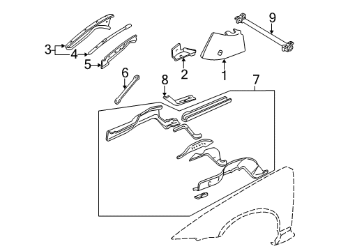 2000 Buick Regal Structural Components & Rails Diagram