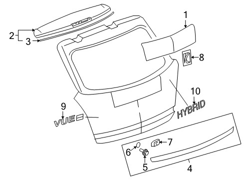 2008 Saturn Vue Exterior Trim - Lift Gate Diagram 1 - Thumbnail