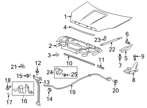 2016 GMC Acadia Hood & Components, Body Diagram