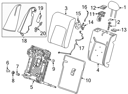 2020 Buick Regal Sportback Carpet, Rear Seat Back *Jet Black Diagram for 13439591