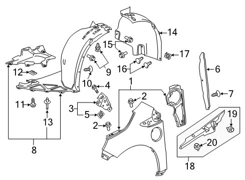 2011 Chevy Volt Nut,Front Compartment Splash Shield Diagram for 24441317