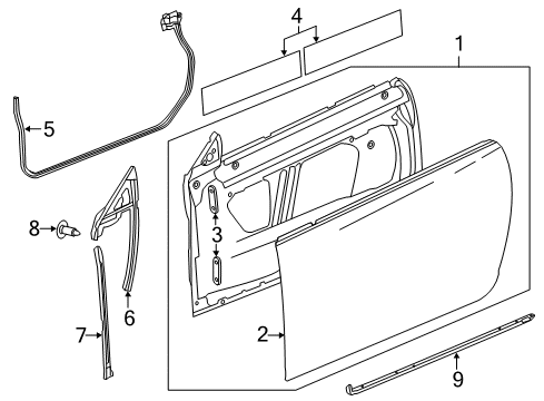 2011 Cadillac CTS Weatherstrip Assembly, Front Side Door Lower Auxiliary Diagram for 22764035