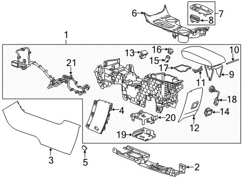 2015 Chevy Malibu Console Assembly, Front Floor *Black Diagram for 23457666