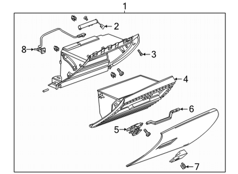 2020 Cadillac CT5 Door Assembly, I/P Compt *Maple Sugar Diagram for 84757018