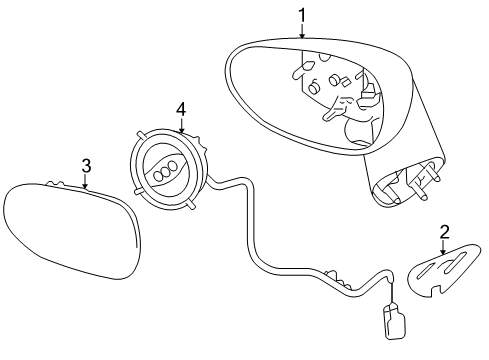 2006 Pontiac Solstice Mirror Asm,Outside Rear View *Service Primer Diagram for 25882000