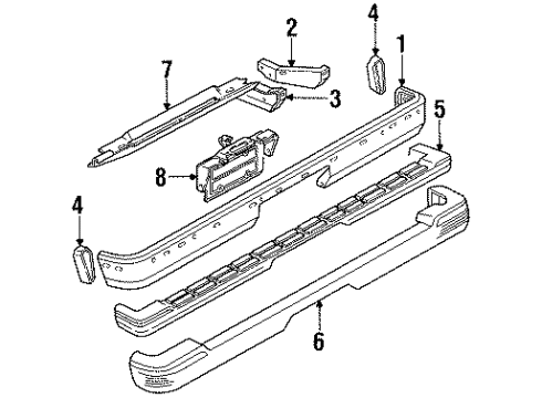 1993 Chevy S10 Blazer Bracket, Rear Bumper Imp Bar Diagram for 15554555