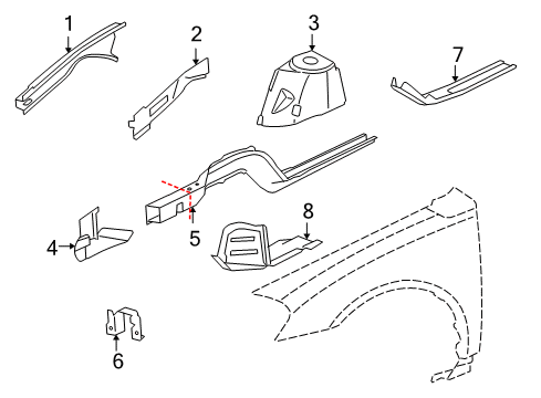 2013 Chevy Impala Rail Kit,Front Compartment Side <See Guide/Contact Bfo> Diagram for 19355183