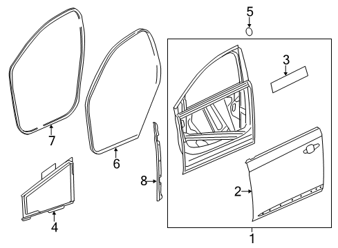 2016 Chevy Impala Front Door, Body Diagram