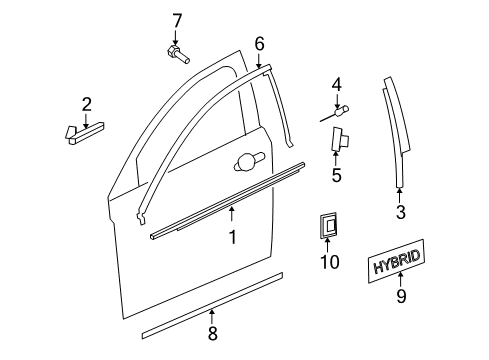 2008 Saturn Aura Molding Assembly, Front Side Door Center *Ex Brt Chrom Diagram for 15804924