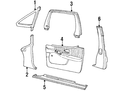 1993 Oldsmobile Silhouette Plate, Front Side Door Sill Trim *Saphire V/Dark Diagram for 10164429