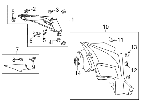 2013 Chevy Camaro Panel Assembly, Quarter Lower Trim Finish *Black Diagram for 23498715