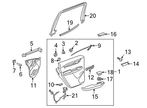 2022 Cadillac XT6 Interior Trim - Rear Door Diagram