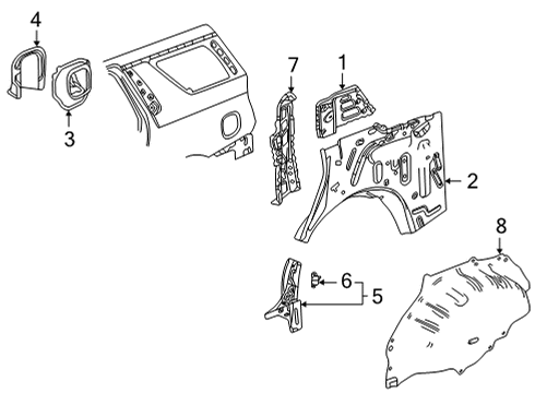 2021 Cadillac Escalade Inner Components - Quarter Panel Diagram