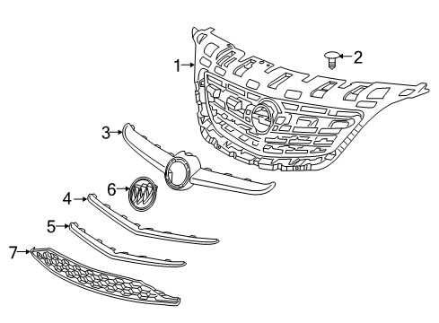 2016 Buick Cascada Front Grille Emblem Assembly Diagram for 39029950