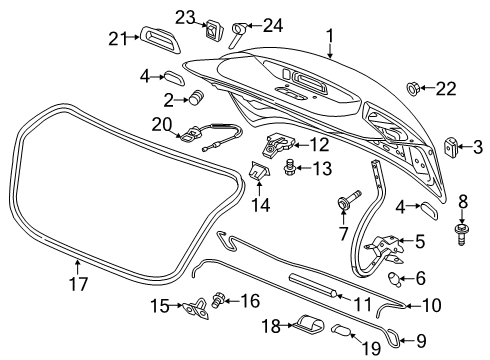 2018 Chevy Cruze Applique Assembly, Rear Closure Fixed Handle *Anthracite Diagram for 23477578