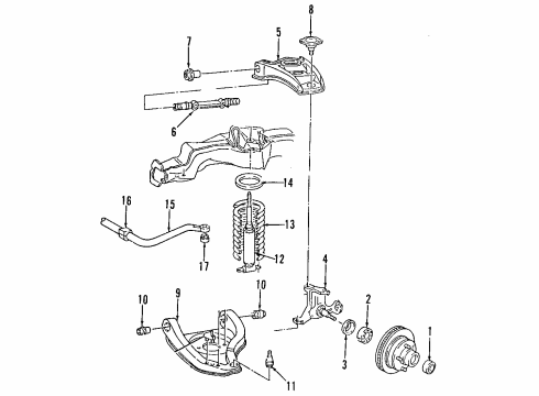 1996 Cadillac Fleetwood Front Suspension, Control Arm Diagram 2 - Thumbnail