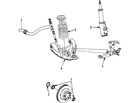 1987 Pontiac Firebird Front Suspension, Stabilizer Bar, Struts Diagram 2 - Thumbnail