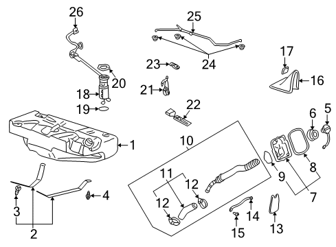 2000 Cadillac DeVille Strap Assembly, Fuel Tank Diagram for 20885540