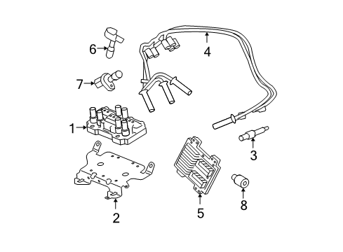 2010 Buick Lucerne Bracket, Ignition Coil Diagram for 12595087