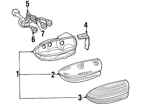 1993 Pontiac Bonneville Lens, Tail Lamp Outer(Lh) Diagram for 16515903